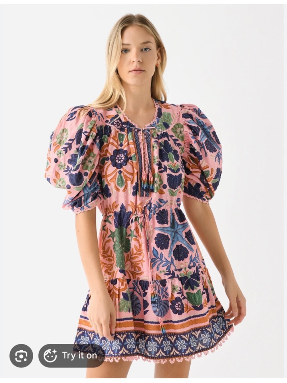 FARM RIO
Women's Seashell Tapestry Mini Dress